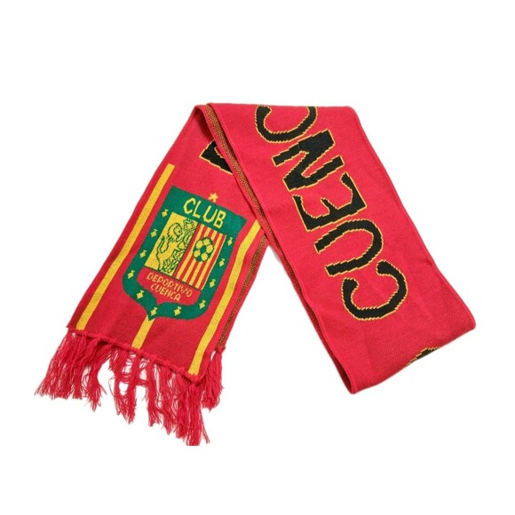 Deportivo Cuenca Scarf Wrap Soccer Futbol Red Black Yellow - Picture 2 of 5
